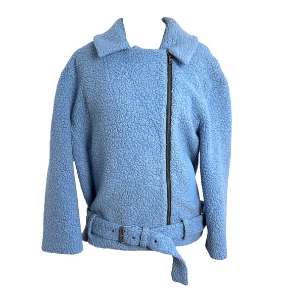 Tibi Blue Oversized Moto Jacket Coat Bloggers Fav EUC SZM - Picture 2 of 13